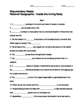 national geographic inside the living body worksheet